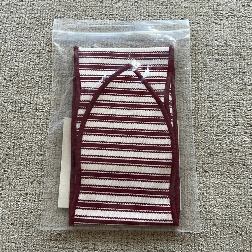 Longaberger Handle Tie Red Tick Stripe Cotton Basket Accessory 2438490 USA Made
